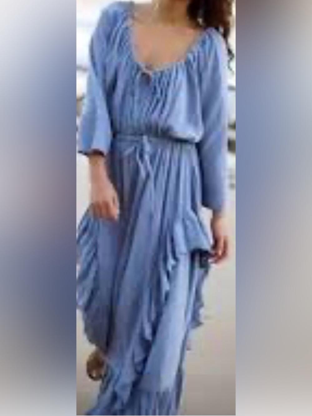 Free People Free-est washed Blue Ruffle Maxi Dress (way oversized)
